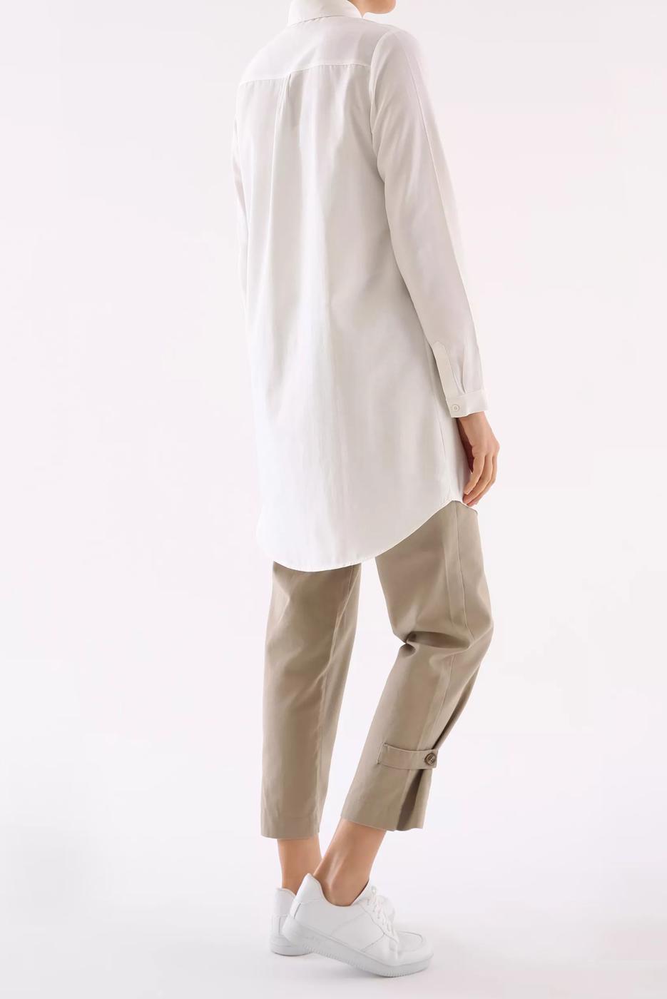 Tesettür giyim KREM GİZLİ DÜĞMELİ BASIC TUNİK 70015 