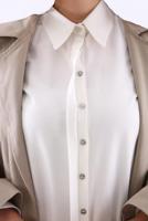 Tesettür giyim KREM GİZLİ DÜĞMELİ BASIC TUNİK 70015 