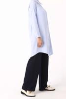 Tesettür giyim MAVİ GİZLİ DÜĞMELİ BASIC TUNİK 70015 