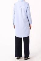 Tesettür giyim MAVİ GİZLİ DÜĞMELİ BASIC TUNİK 70015 