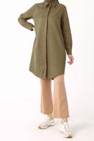 Tesettür giyim KAHVE GİZLİ DÜĞMELİ BASIC TUNİK 70015 