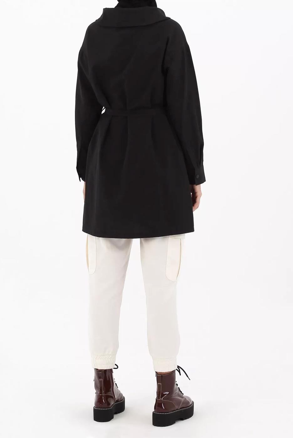 Tesettür giyim SİYAH KUŞAKLI TUNİK 70105 