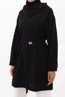 Tesettür giyim SİYAH KUŞAKLI TUNİK 70105 