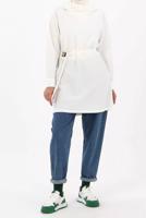 Tesettür giyim EKRU KUŞAKLI TUNİK 70105 