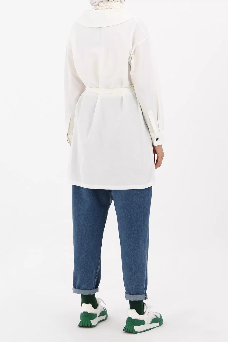 Tesettür giyim EKRU KUŞAKLI TUNİK 70105 