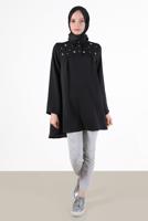 Vêtements hijab NOIR TUNIQUE DÉTAIL GEM 7381
