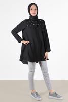Vêtements hijab NOIR TUNIQUE DÉTAIL GEM 7381