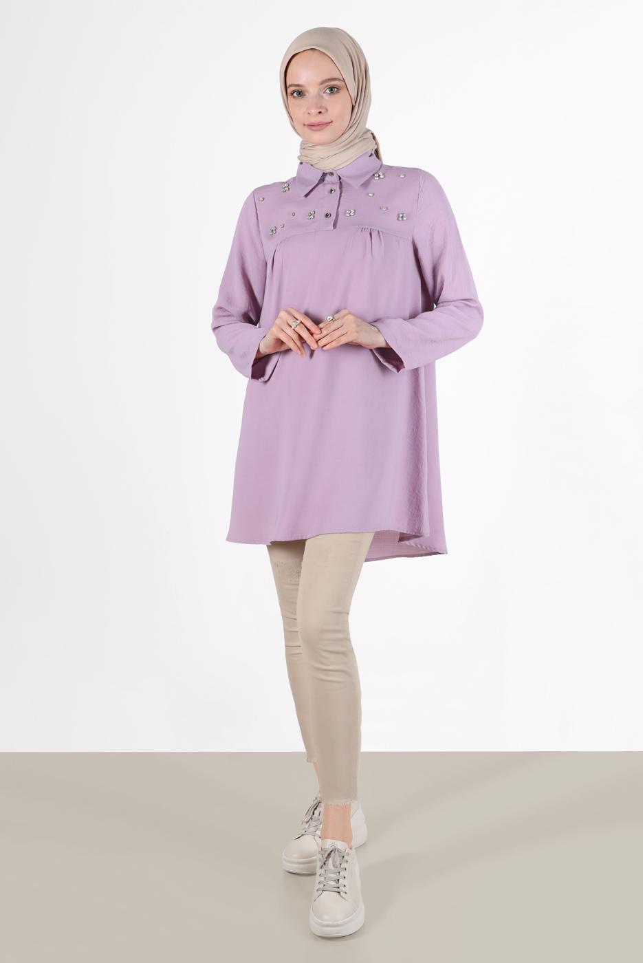 Hijab clothing PURPLE GEM DETAIL TUNIC 7381 