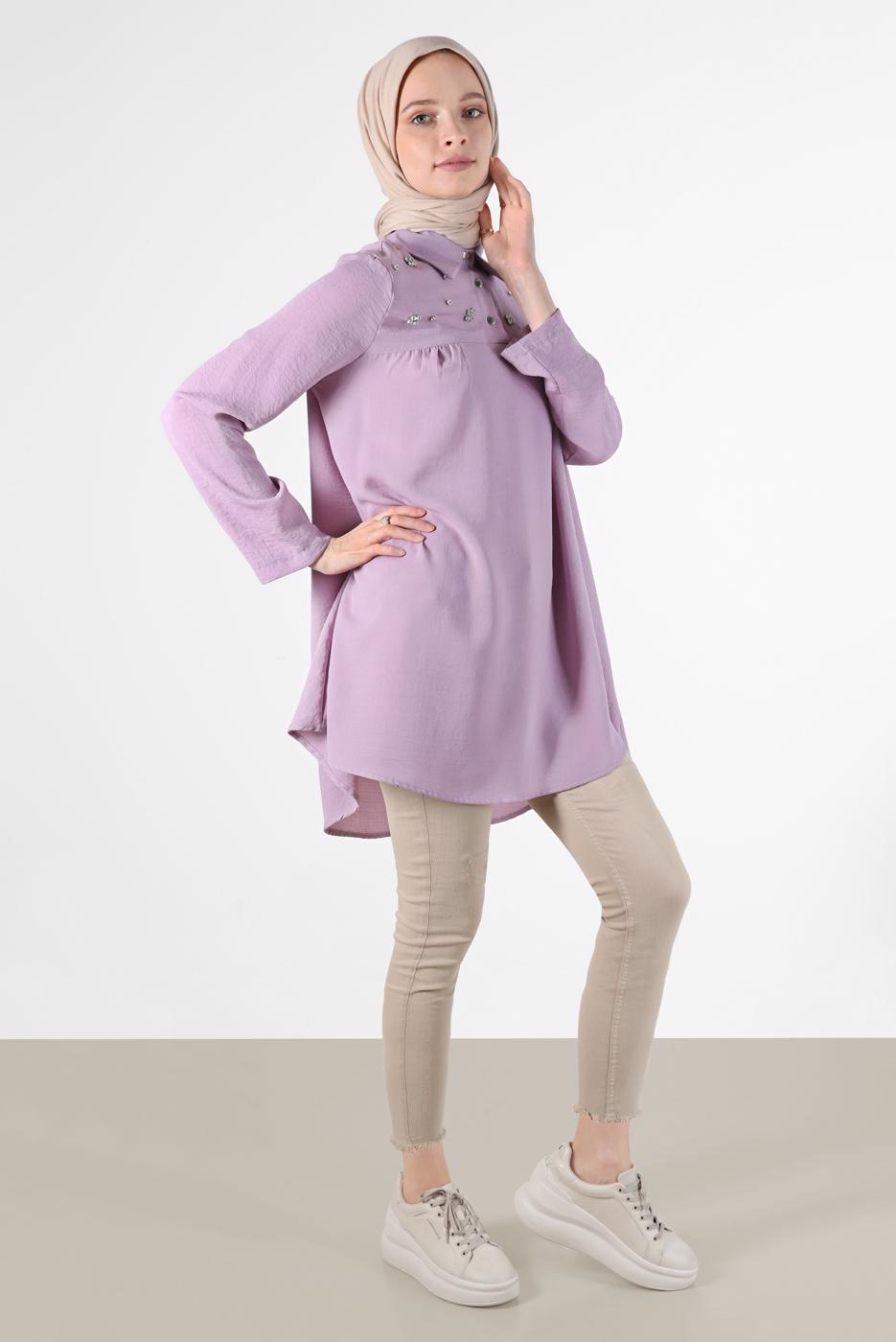 Hijab clothing PURPLE GEM DETAIL TUNIC 7381 