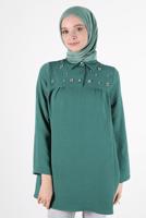 Hijab clothing GREEN GEM DETAIL TUNIC 7381 