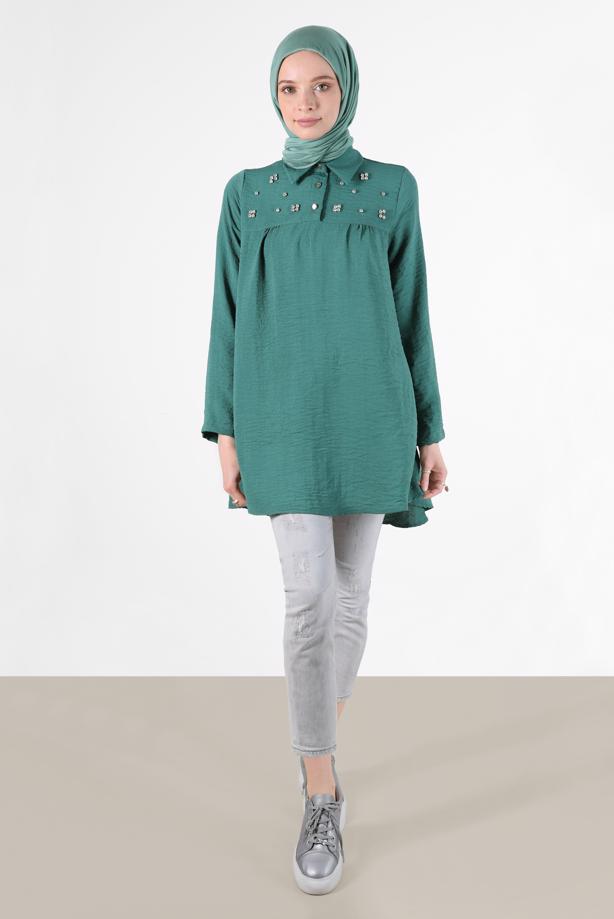 Vêtements hijab  GEM DETAIL TUNIC 7381  - TRENDTESETTÜR