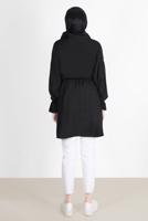 Tesettür giyim SİYAH BELİ VE MANŞETLERİ LASTİKLİ TUNİK 7550