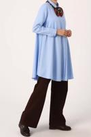Tesettür giyim MAVİ GENİŞ KESİM GİZLİ DÜĞMELİ TUNİK 82805 