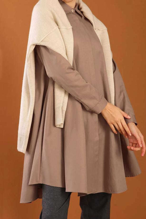 Hijab clothing  WIDE CUT INVISIBLE BUTTONED TUNIC 82805  - TRENDTESETTÜR
