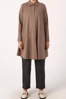 Hijab clothing BROWN WIDE CUT INVISIBLE BUTTONED TUNIC 82805 