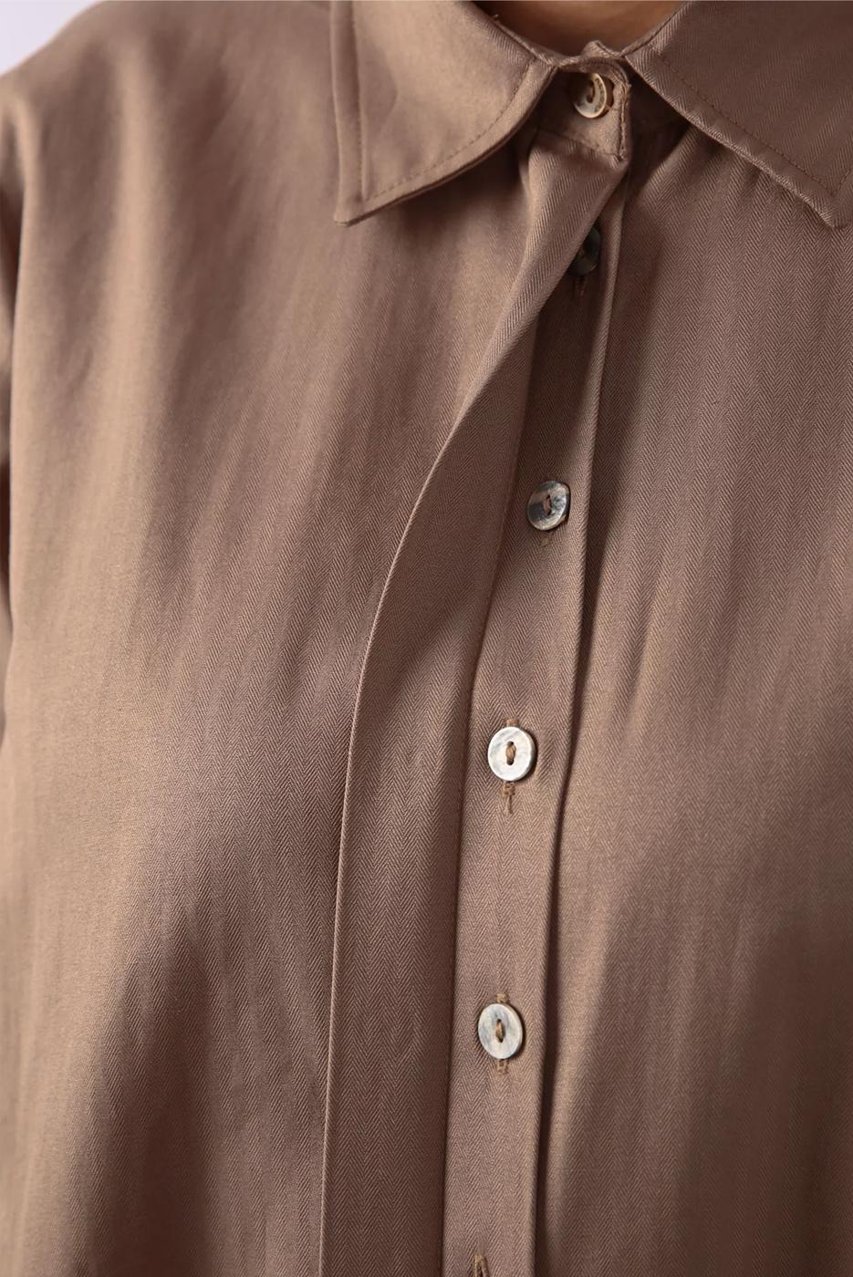 Hijab clothing BROWN WIDE CUT INVISIBLE BUTTONED TUNIC 82805 