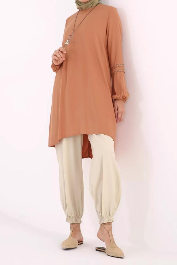 Hijab clothing  GUIPURE DETAIL TUNIC 86005  - TRENDTESETTÜR