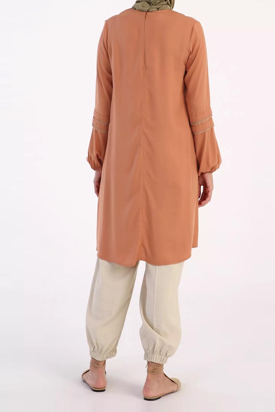 Vêtements hijab BRUN TUNIQUE DÉTAIL GUIPURE 86005