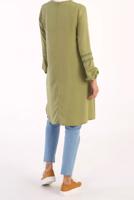 Tesettür giyim YEŞİL KOLLARI GÜPÜR DETAYLI TUNİK 86005 