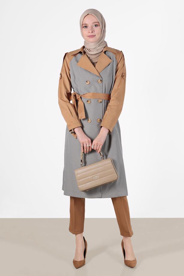 Vêtements hijab BRUN TRENCH-COAT BOUTONNÉ ALVINA T 10595 - TRENDTESETTÜR