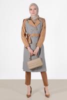 Tesettür giyim KAHVE ALVİNA DÜĞMELİ TRENÇKOT T 10595