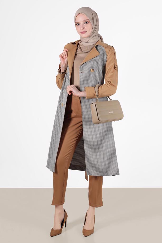 Vêtements hijab BRUN TRENCH-COAT BOUTONNÉ ALVINA T 10595 - TRENDTESETTÜR