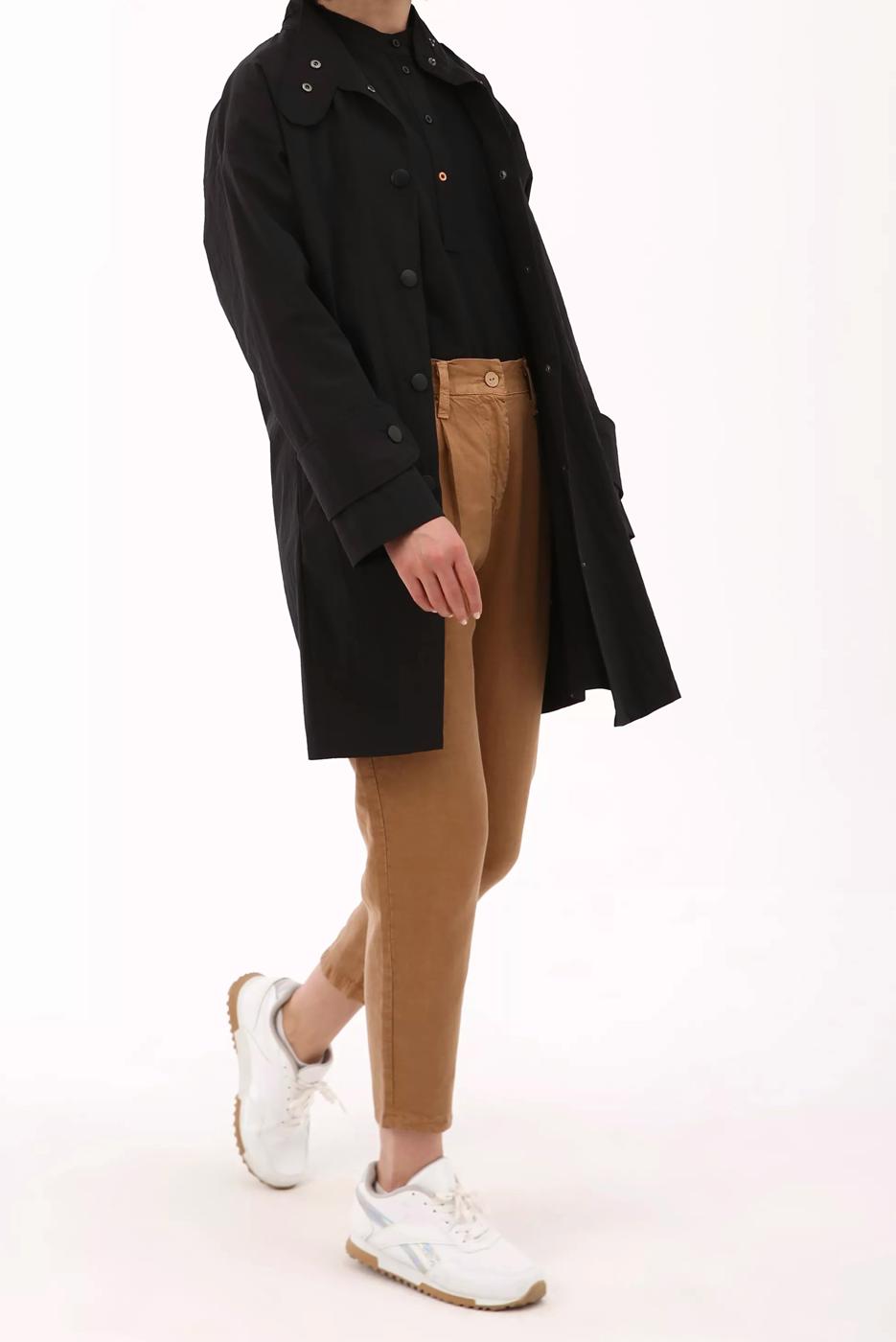 Tesettür giyim SİYAH ASİMETRİK KESİM ÇITÇITLI KAP 11058 