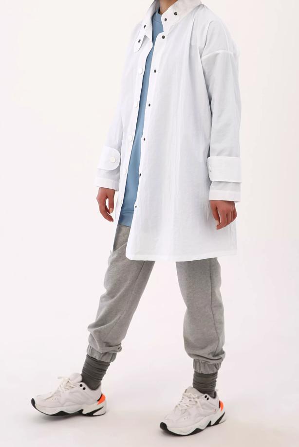 Tesettür giyim BEYAZ ASİMETRİK KESİM ÇITÇITLI KAP 11058  - TRENDTESETTÜR