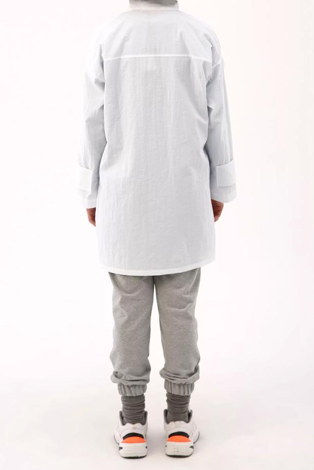 Tesettür giyim BEYAZ ASİMETRİK KESİM ÇITÇITLI KAP 11058  - TRENDTESETTÜR