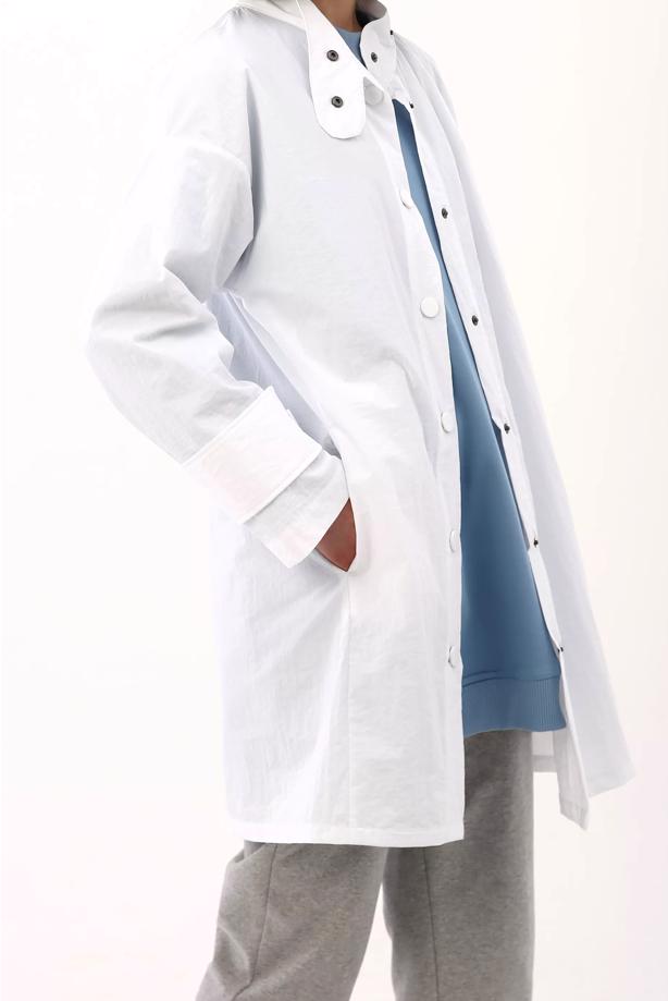 Tesettür giyim BEYAZ ASİMETRİK KESİM ÇITÇITLI KAP 11058  - TRENDTESETTÜR