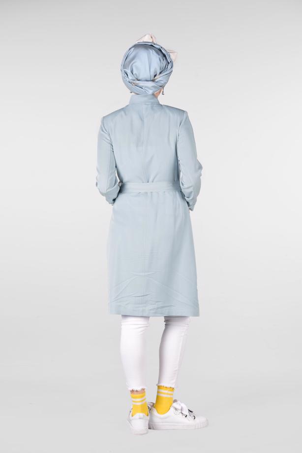 Tesettür giyim  HAKİM YAKA FERMUARLI TRENÇKOT 1226	 - TRENDTESETTÜR