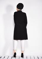 Tesettür giyim SİYAH MANŞET VE YAKASI GÜPÜR İŞLEMELİ TRENÇKOT 1288	