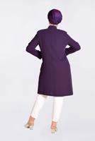 Tesettür giyim MOR MANŞET VE YAKASI GÜPÜR İŞLEMELİ TRENÇKOT 1288	