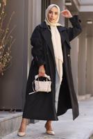 Vêtements hijab NOIR TRENCH-COAT CLASSIQUE AVEC MANCHETTES À CLIPS 70080