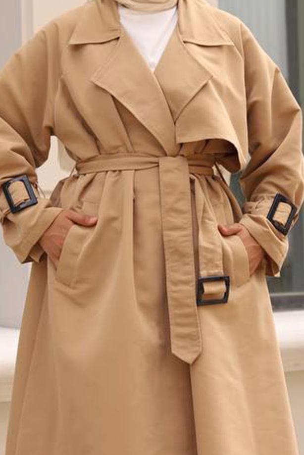 Vêtements hijab  CLASSIC TRENCH COAT WITH CLIPS DETAIL CUFFS 70080	 - TRENDTESETTÜR