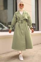 Vêtements hijab KAKI TRENCH-COAT CLASSIQUE AVEC MANCHETTES À CLIPS 70080