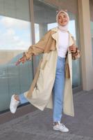 Hijab clothing BROWN BELTED TRENCH COAT 80080