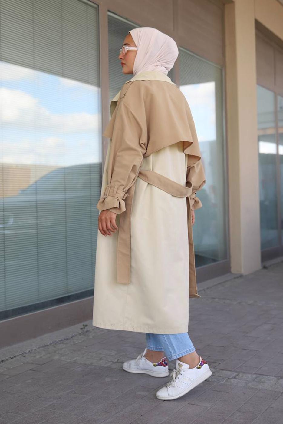 Hijab clothing BROWN BELTED TRENCH COAT 80080