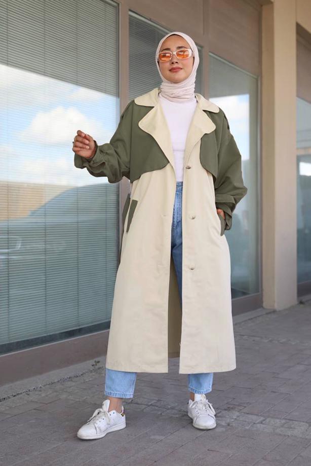 Vêtements hijab  BELTED TRENCH COAT 80080 - TRENDTESETTÜR