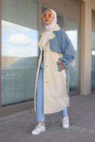 Vêtements hijab BLEU MARINE TRENCH-COAT CEINTURE 80080