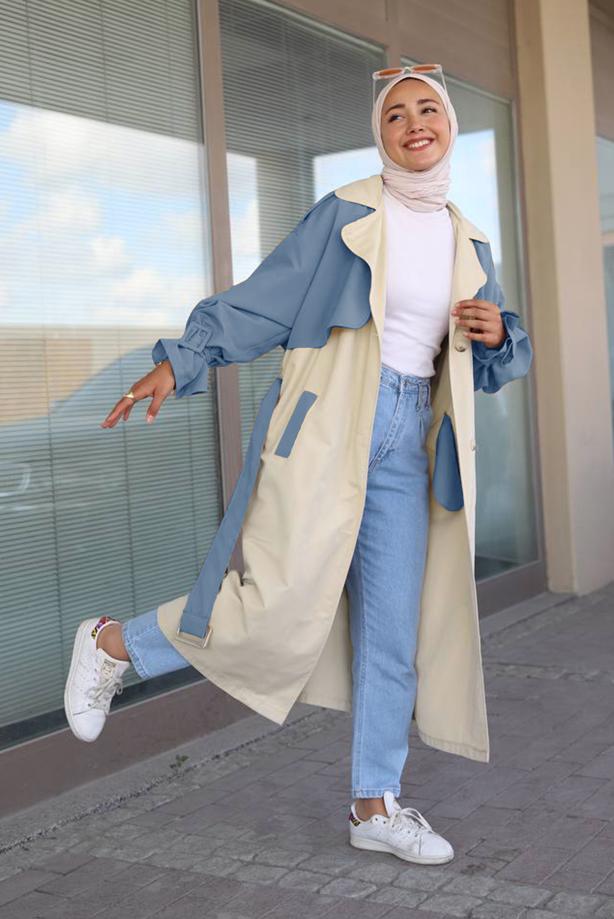 Vêtements hijab  BELTED TRENCH COAT 80080 - TRENDTESETTÜR