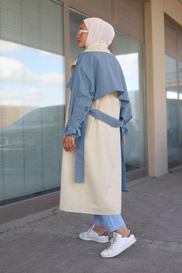 Vêtements hijab  BELTED TRENCH COAT 80080 - TRENDTESETTÜR