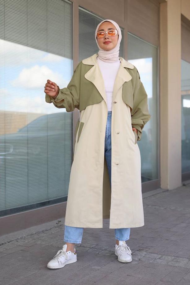 Vêtements hijab  BELTED TRENCH COAT 80080 - TRENDTESETTÜR