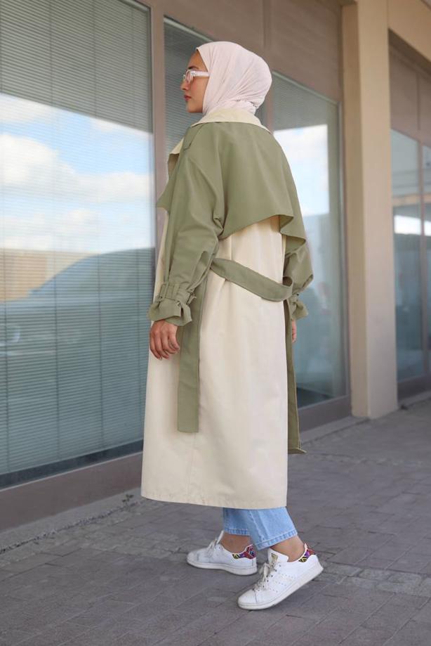 Vêtements hijab  BELTED TRENCH COAT 80080 - TRENDTESETTÜR