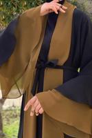 Vêtements hijab NOIR CAPE BICOLORE AVEC CEINTURE 9567