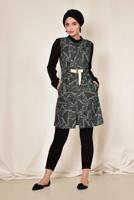 Vêtements hijab GRIS ALVİNA GILET À MOTIFS À LA TAILLE 4981