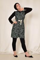 Vêtements hijab GRIS ALVİNA GILET À MOTIFS À LA TAILLE 4981