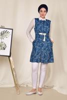 Vêtements hijab BLEU MARINE ALVİNA GILET À MOTIFS À LA TAILLE 4981