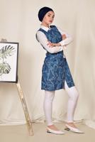 Vêtements hijab BLEU MARINE ALVİNA GILET À MOTIFS À LA TAILLE 4981