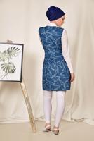 Vêtements hijab BLEU MARINE ALVİNA GILET À MOTIFS À LA TAILLE 4981